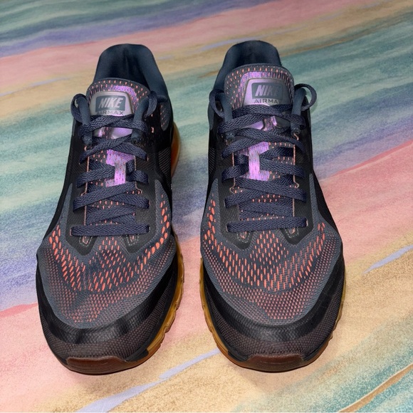 Nike Air Max 2014 Black Violet Atomic Orange Volt Running men’s 13 Training Shoe - Picture 3 of 9